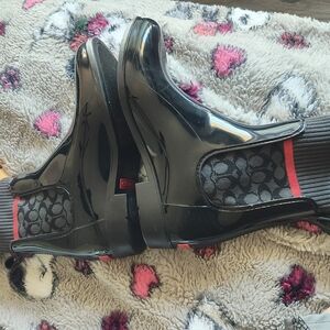 Coach Rain boots Size 6.  Black And Red